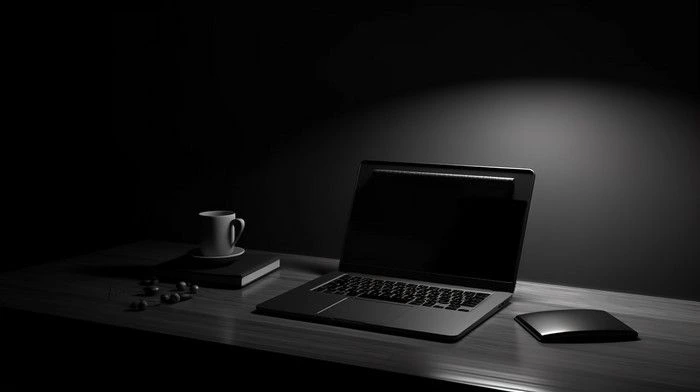 Best digital marketer in Malappuram working on a laptop in a dark workspace with coffee and desk setup, representing professional digital marketing expertise
