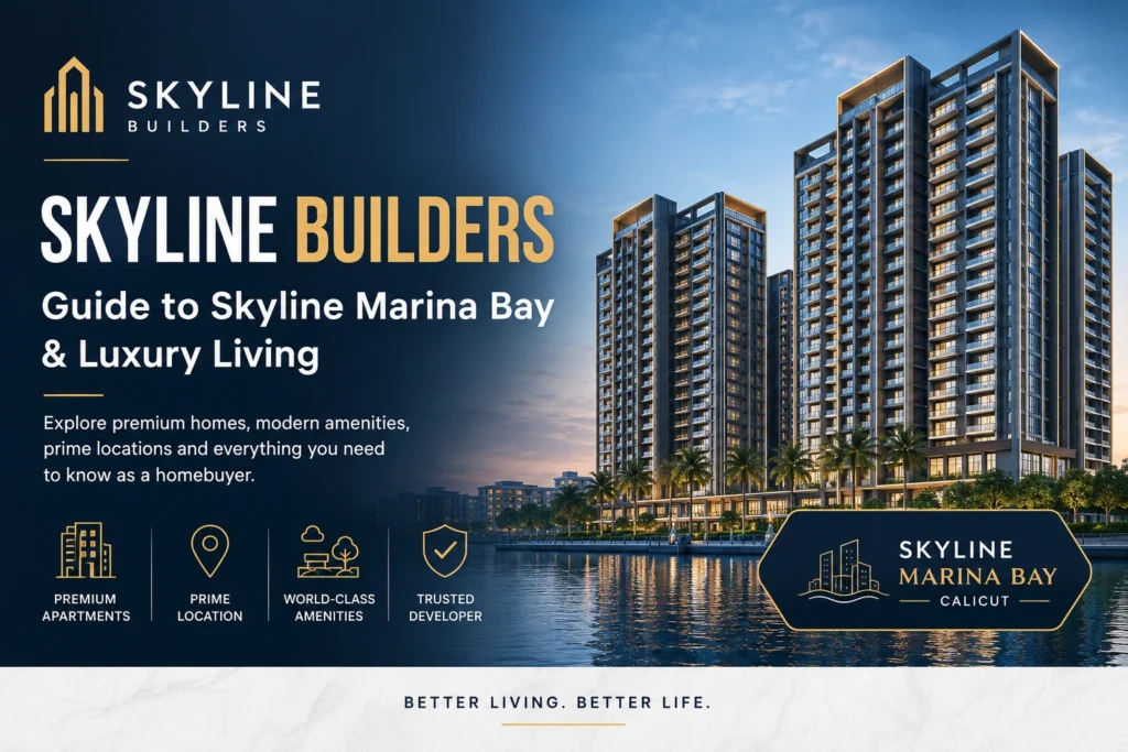 Skyline Builders Marina Bay luxury apartments in Calicut with modern waterfront architecture