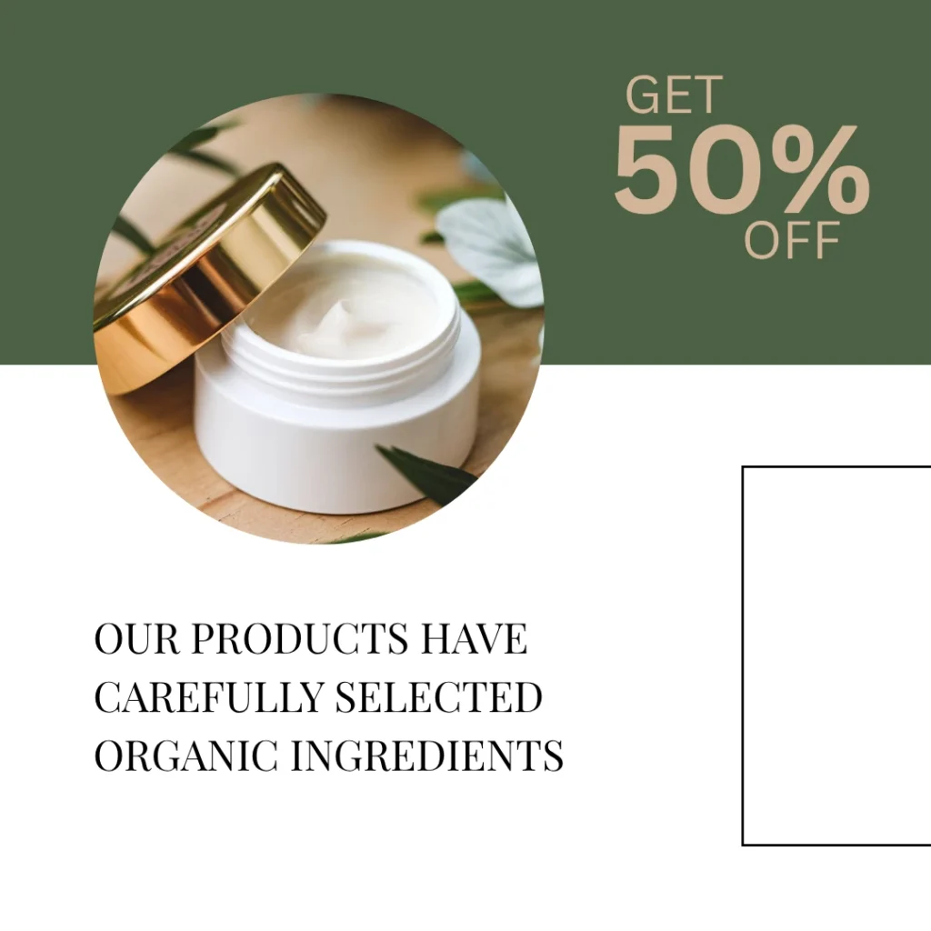 50% offer for organic cosmetics